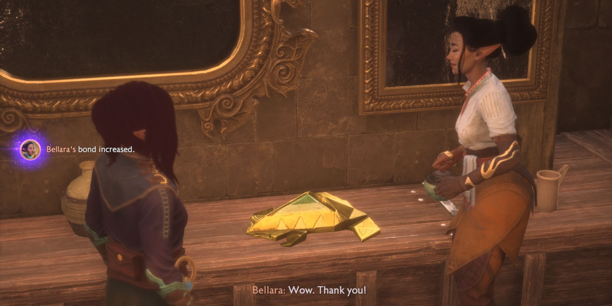 Giving Bellara a gift in Dragon Age: The Veilgiard