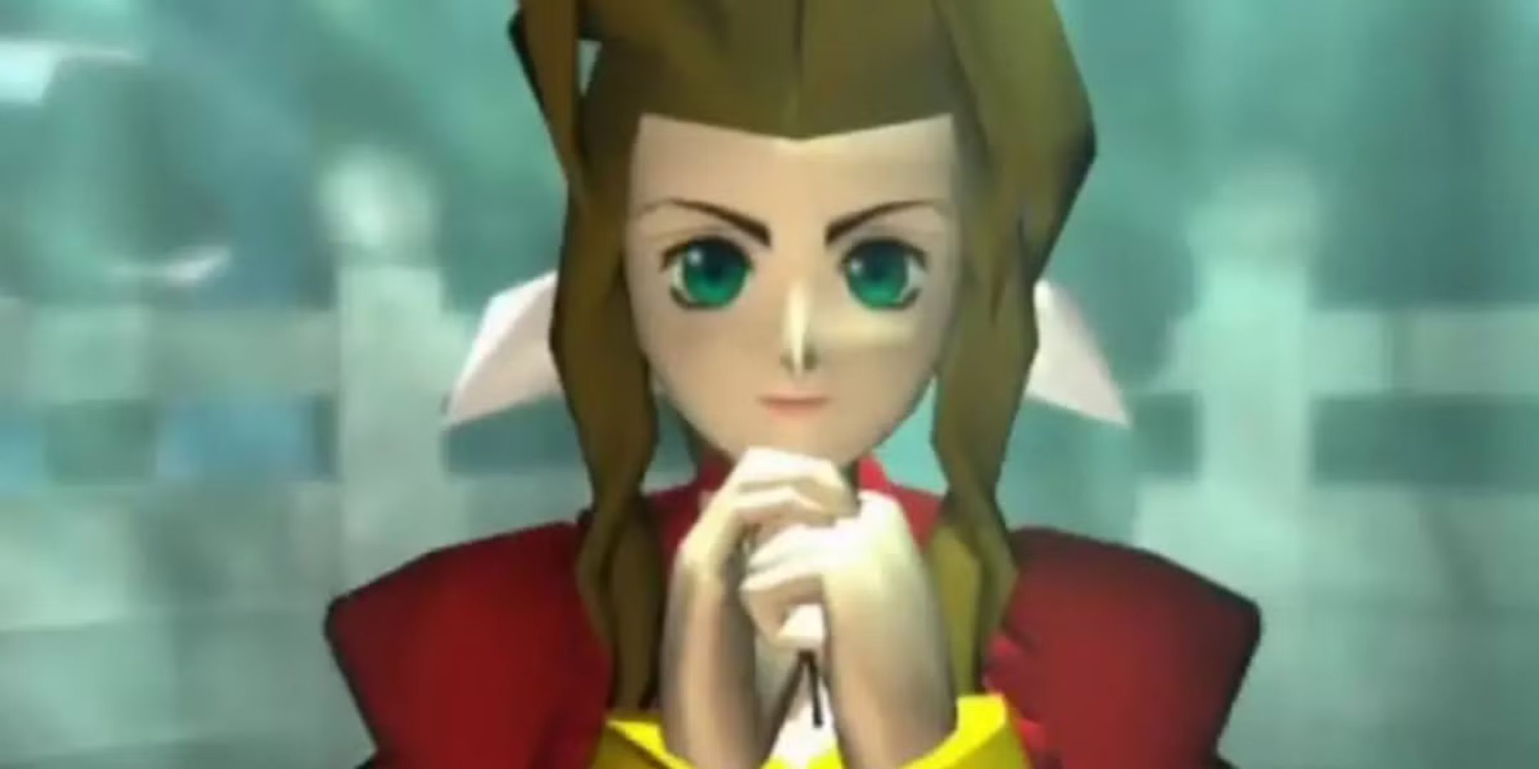 Aerith praying in Final Fantasy 7