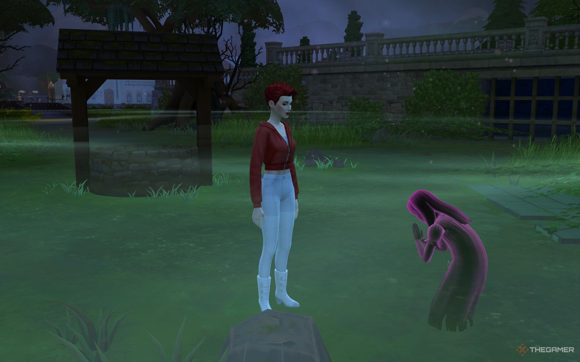 Befriending Edith near the well of Longing and Regret in The Sims 4 Life and death.-1