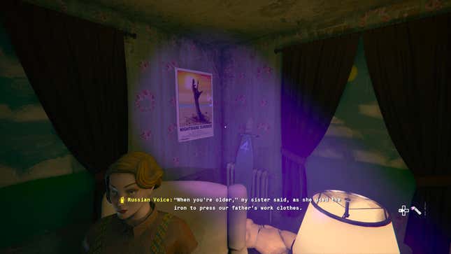 The player listens to a looping voice message while shining a blacklight against the room walls, revealing numbers painted on objects.