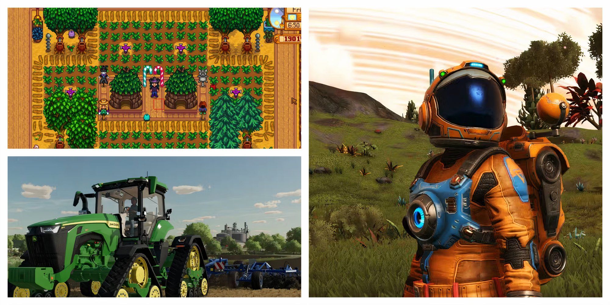 Terraria, Farming Simulator 22 and No Man's Sky farming 