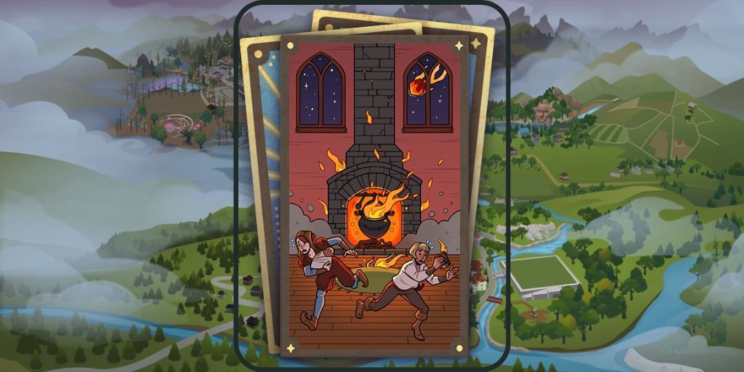 It is a tarot card with an image of two sims running away from a stove that burst out in flames.