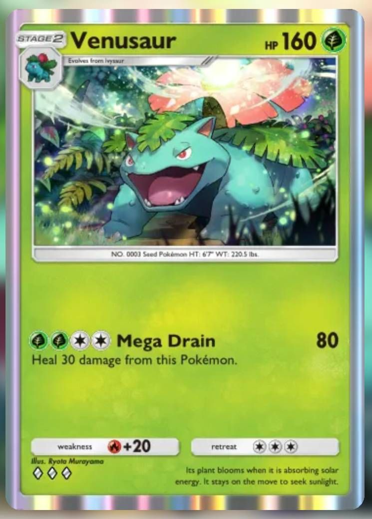 Pokemon Trading Card Game Pocket Venusaur three diamond card.