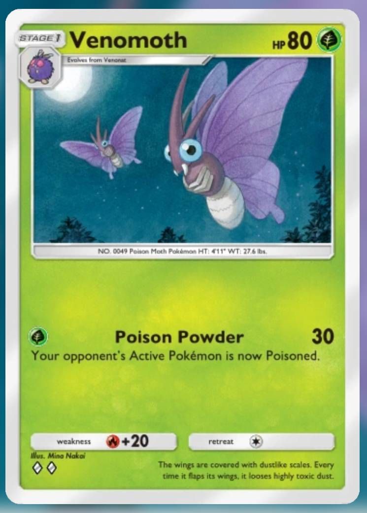 Pokemon Trading Card Game Pocket Venomoth two diamond card.