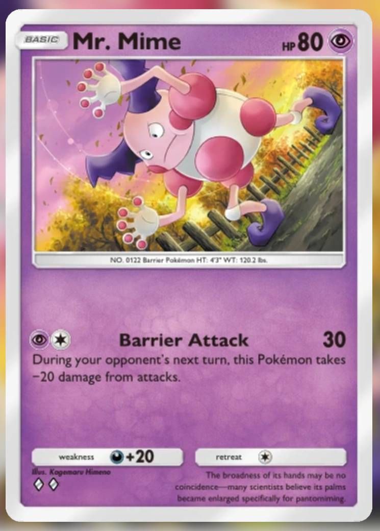 Pokemon Trading Card Game Pocket Mr. Mime two diamond card.