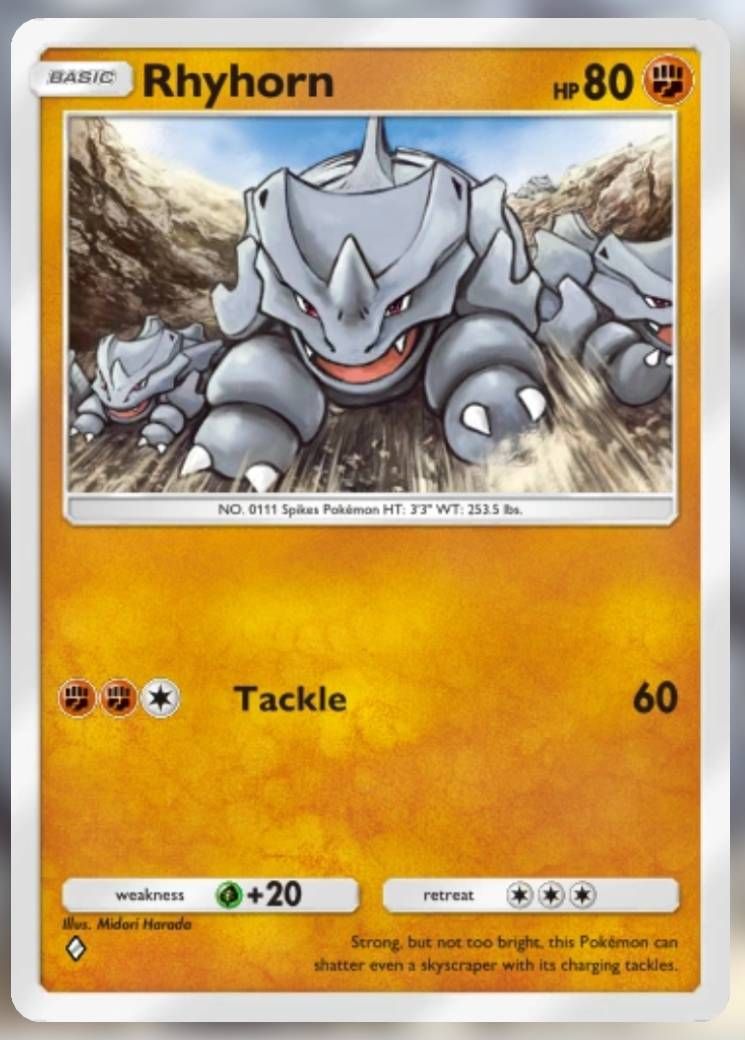 Pokemon Trading Card Game Pocket Rhyhorn one diamond card.