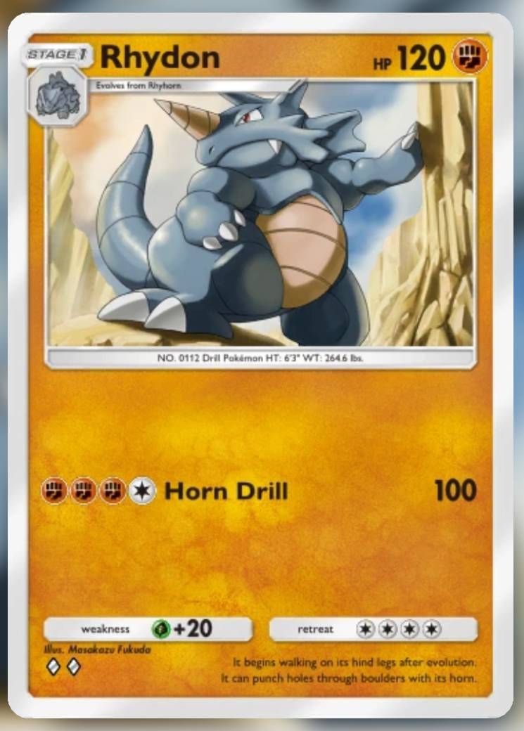 Pokemon Trading Card Game Pocket Rhydon two diamond card.