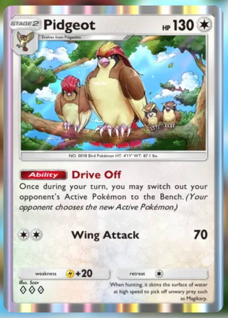 Pokemon Trading Card Game Pocket Pidgeot three diamond card.