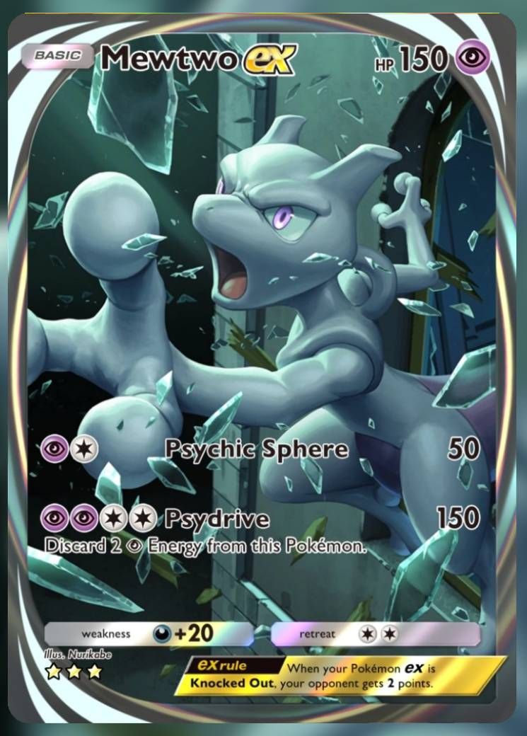 Pokemon Trading Card Game Pocket Mewtwo three star card.