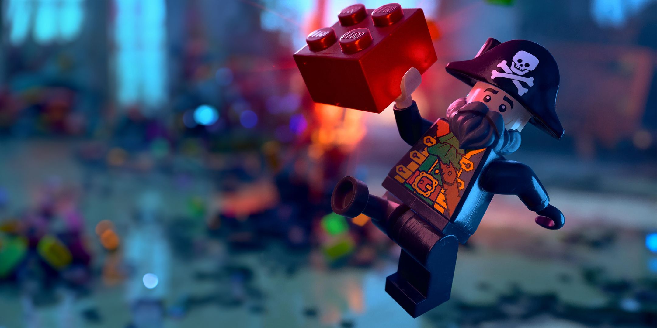 Lego Horizon Adventures Erend Holding A Red Brick While Dressed As A Pirate