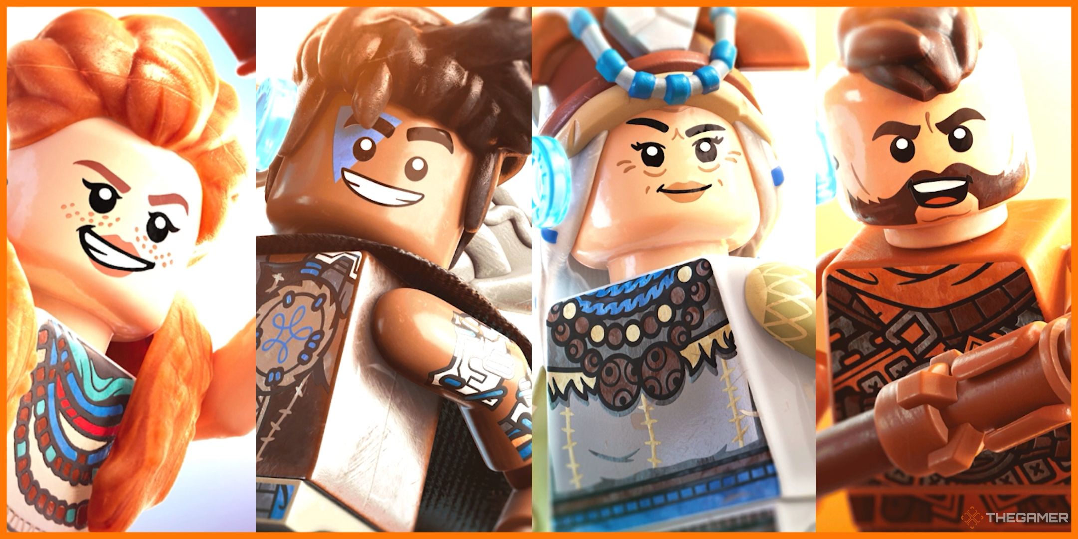 Lego Horizon Adventures Character Collage With Orange Border