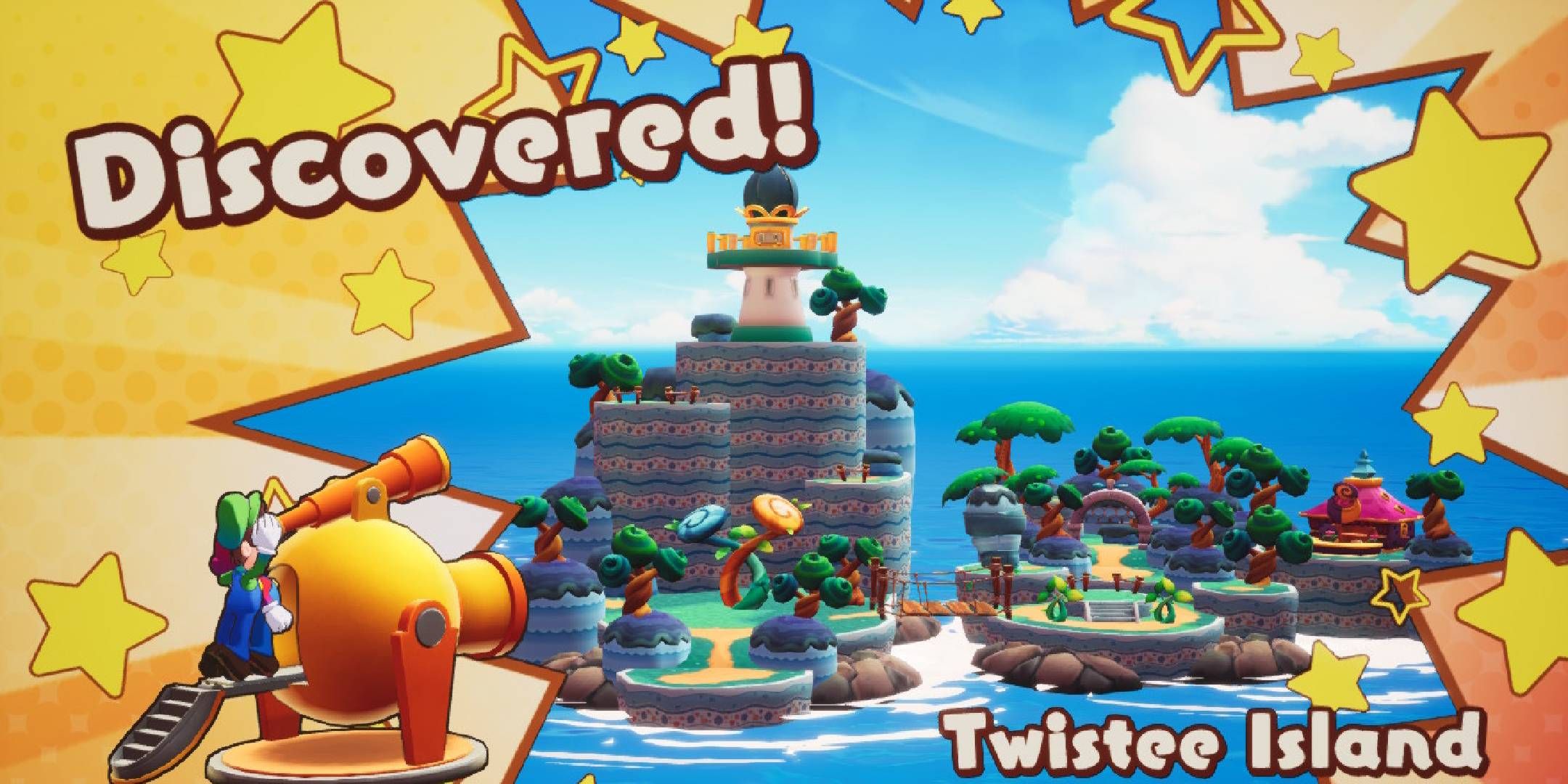 Mario & Luigi Brothership intro screen for Twistee Island.