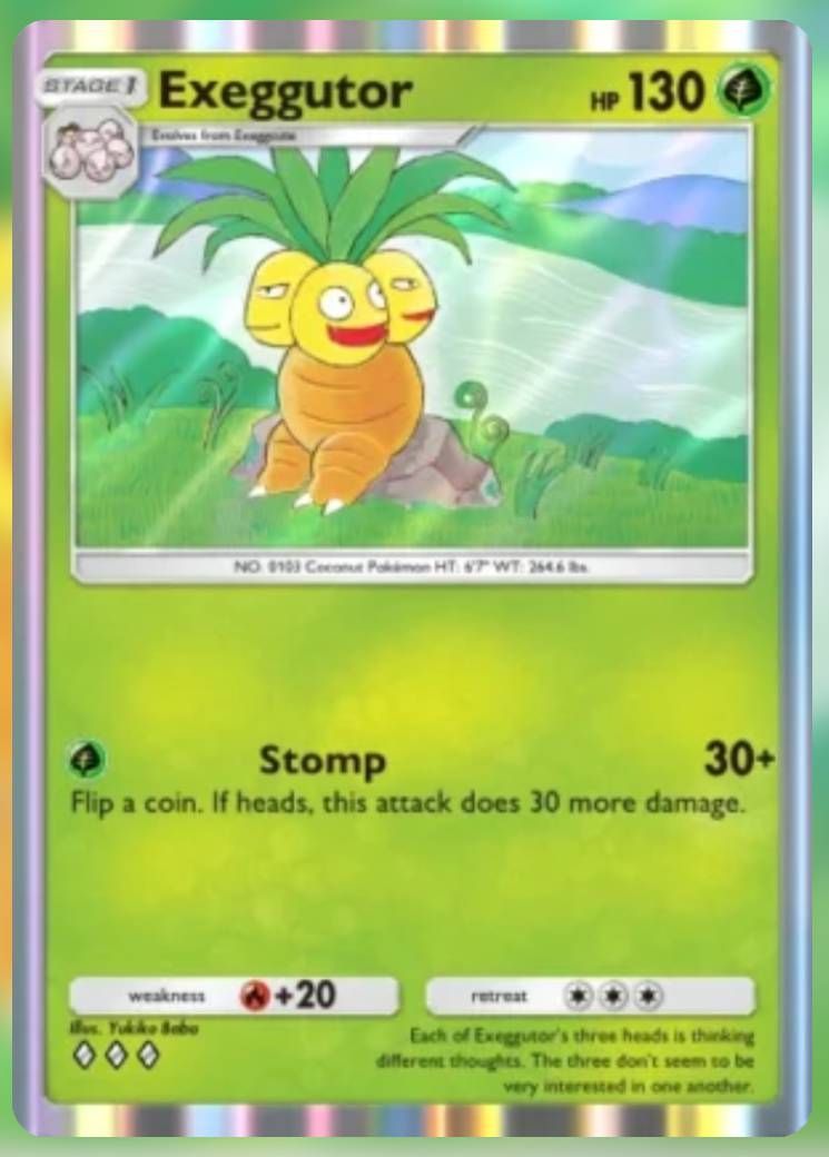 Pokemon Trading Card Game Pocket Exeggutor three diamond card.