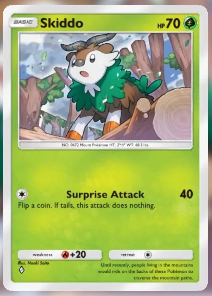 Pokemon Trading Card Game Pocket Skiddo one diamond card.