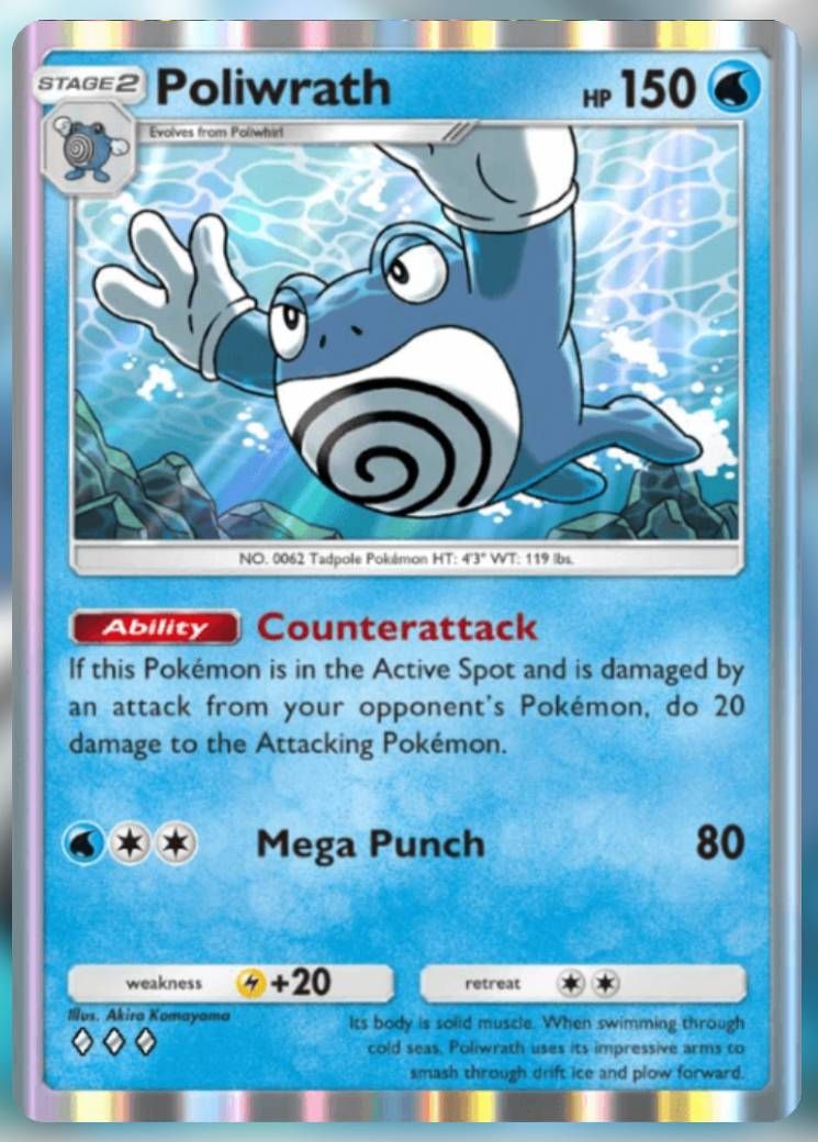 Pokemon Trading Card Game Pocket Poliwrath three diamond card.