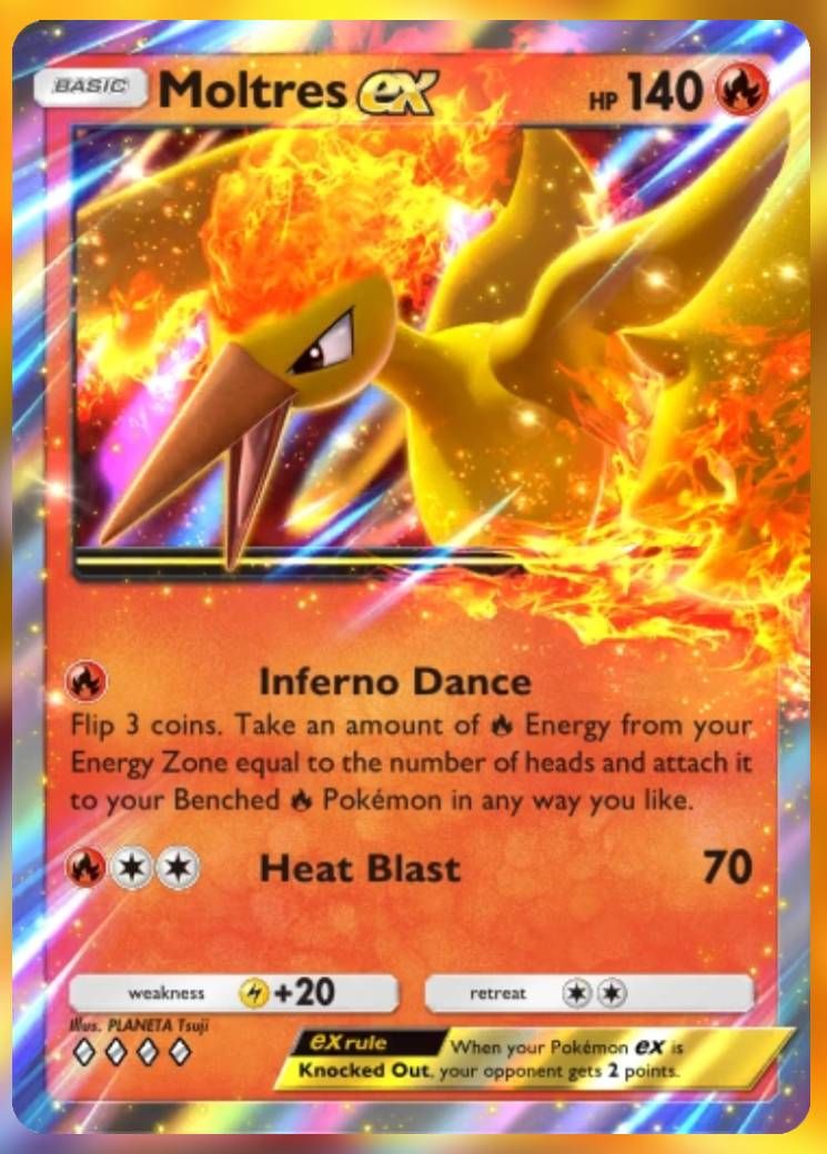 Pokemon Trading Card Game Pocket Moltres ex four diamond card.