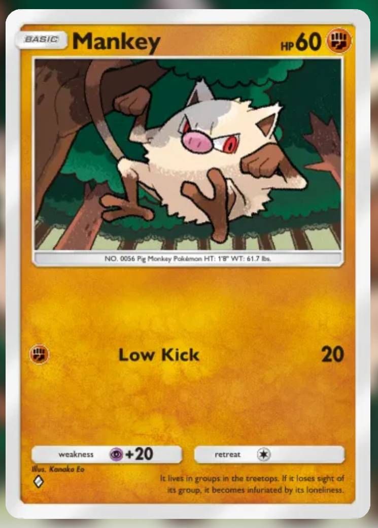 Pokemon Trading Card Game Pocket Mankey one diamond card.