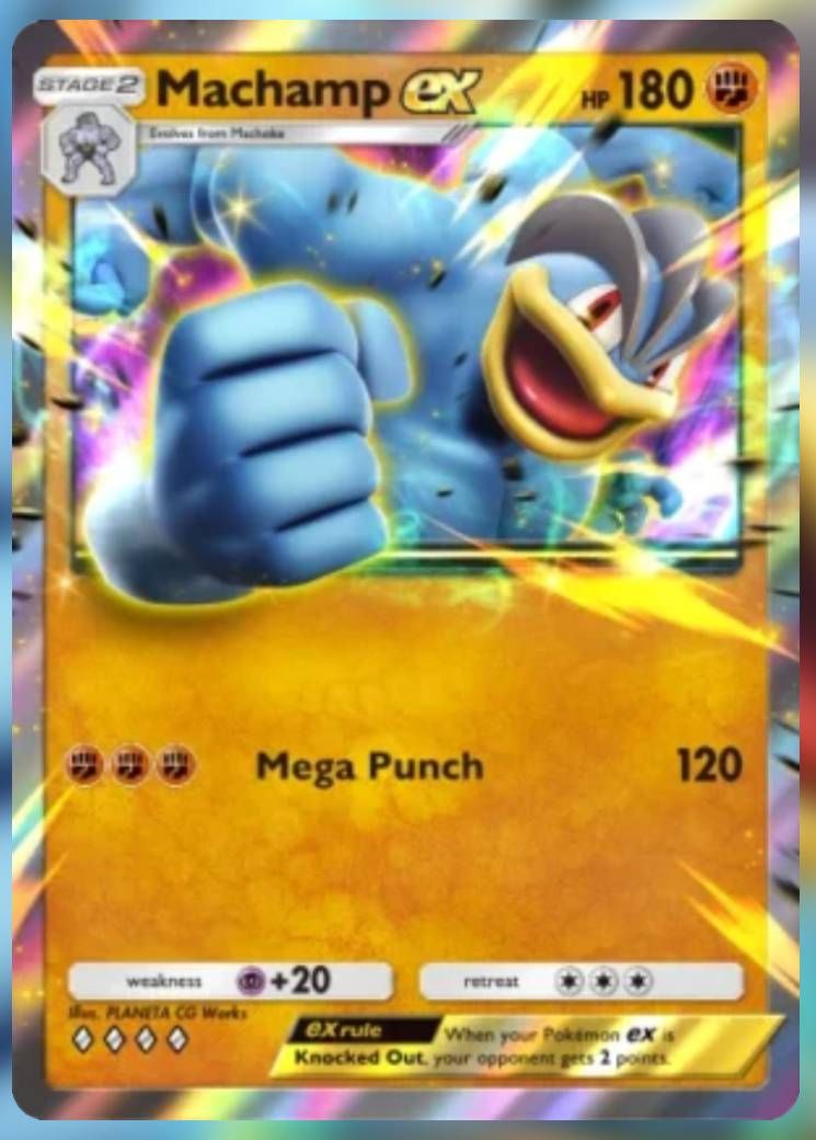 Pokemon Trading Card Game Pocket Machamp ex four diamond card.