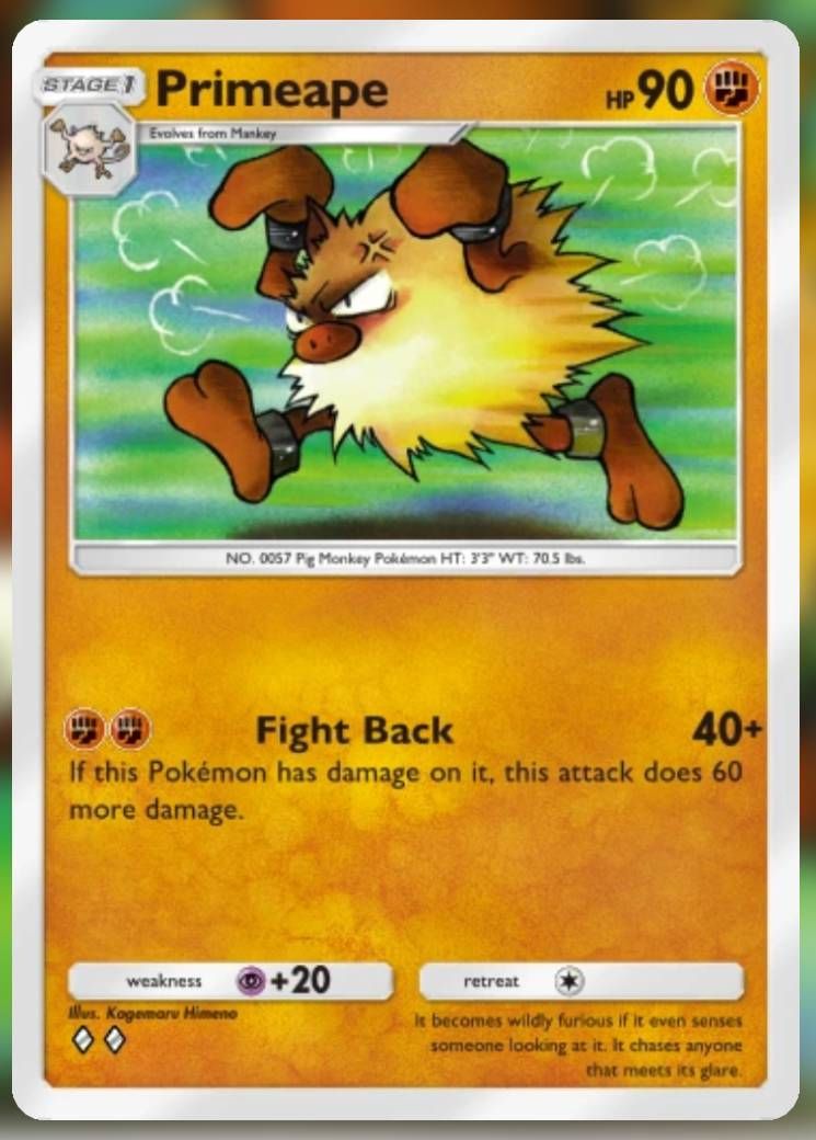 Pokemon Trading Card Game Pocket Primeape two diamond card.