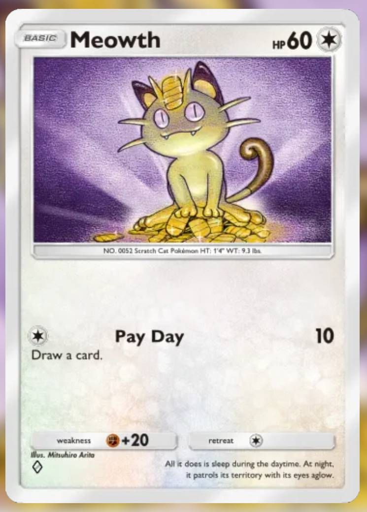 Pokemon Trading Card Game Pocket Meowth one diamond card.