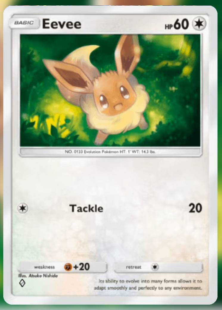 Pokemon Trading Card Game Pocket Eevee one diamond card from the charizard booster pack.