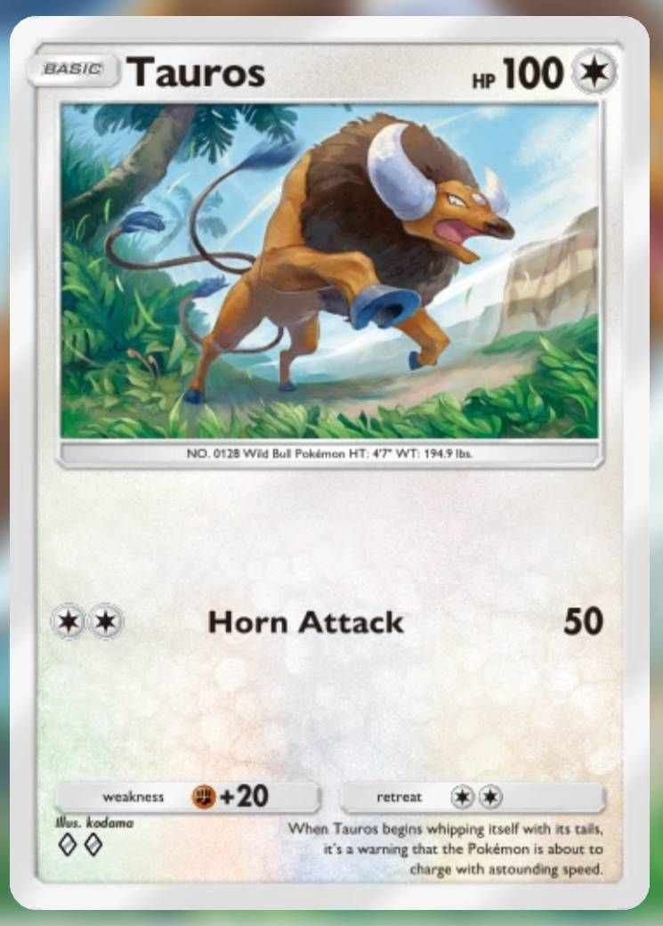 Pokemon Trading Card Game Pocket Tauros two diamond card.