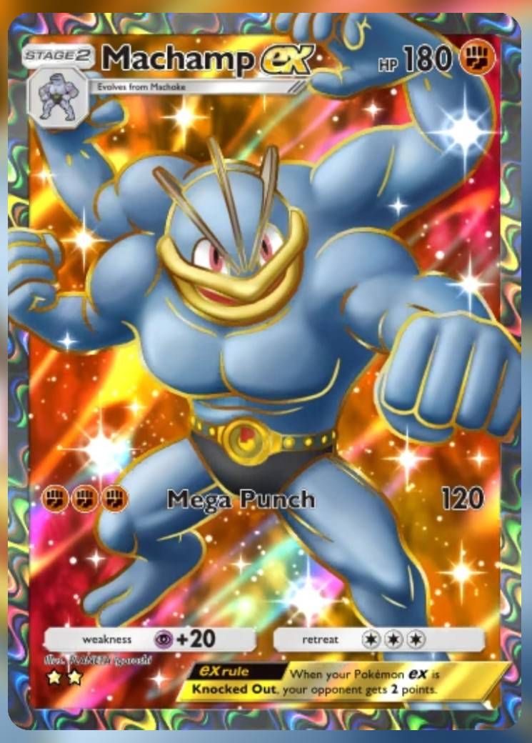 Pokemon Trading Card Game Pocket Machamp ex two star card. (1)