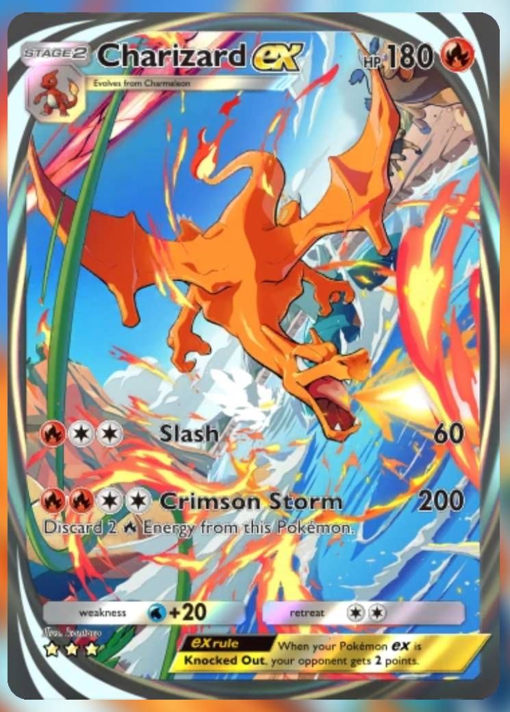 Pokemon Trading Card Game Pocket Charizard ex three star card.