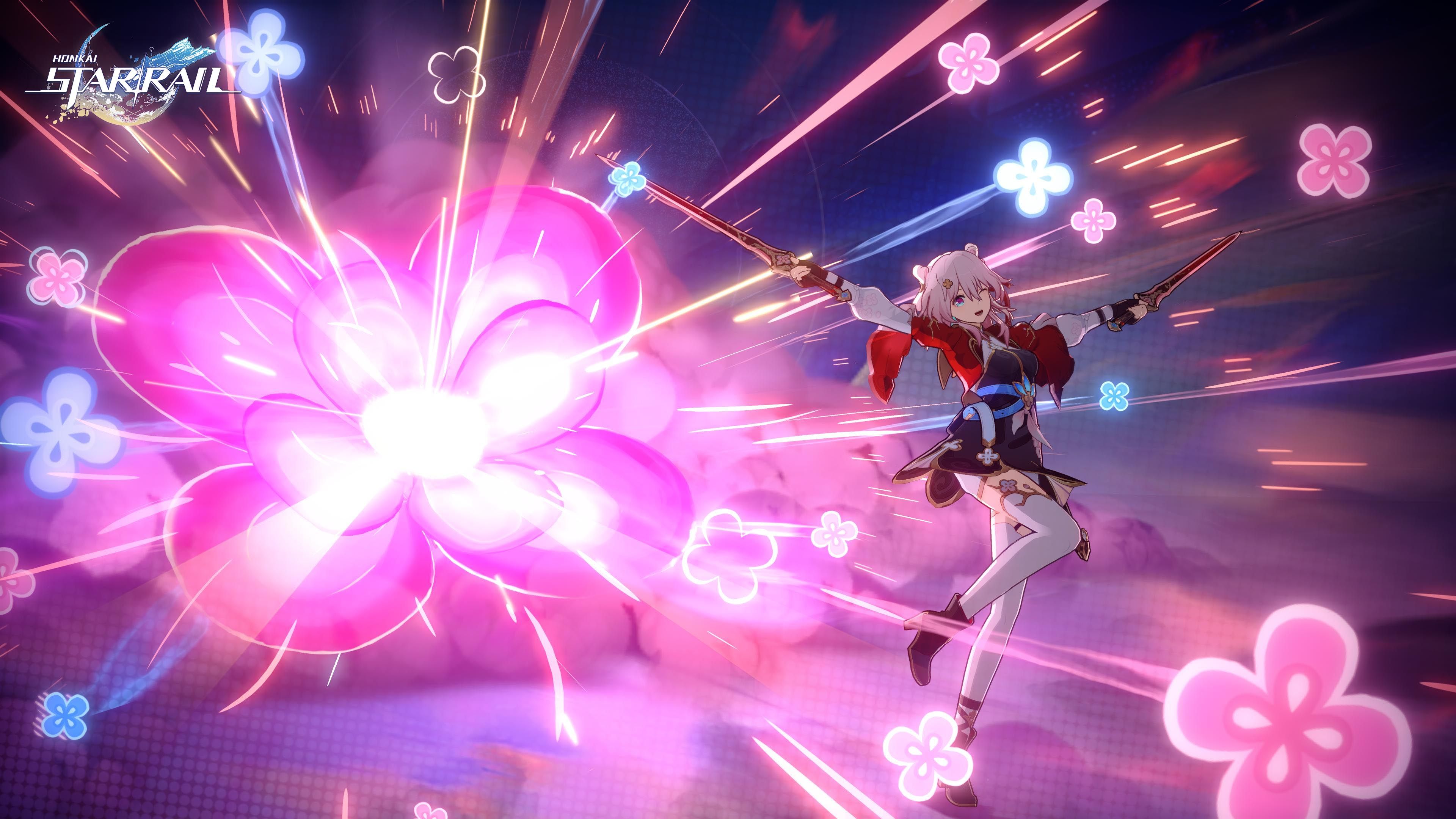 A promotional screenshot from Honkai: Star Rail's Version 2.4 showing March 7th's Hunt form.