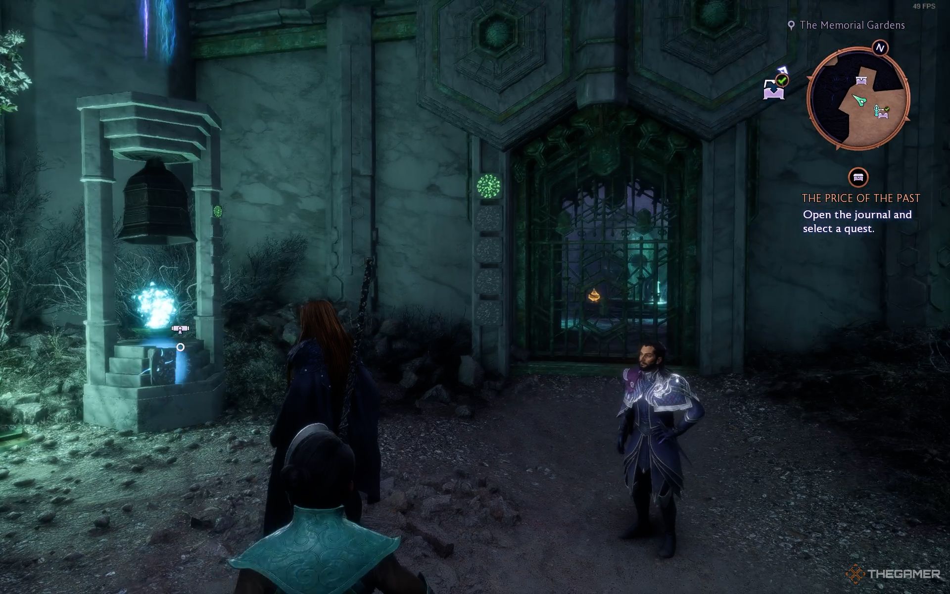 Rook standing near the first Necropolis bell location in Dragon Age The Veilguard.