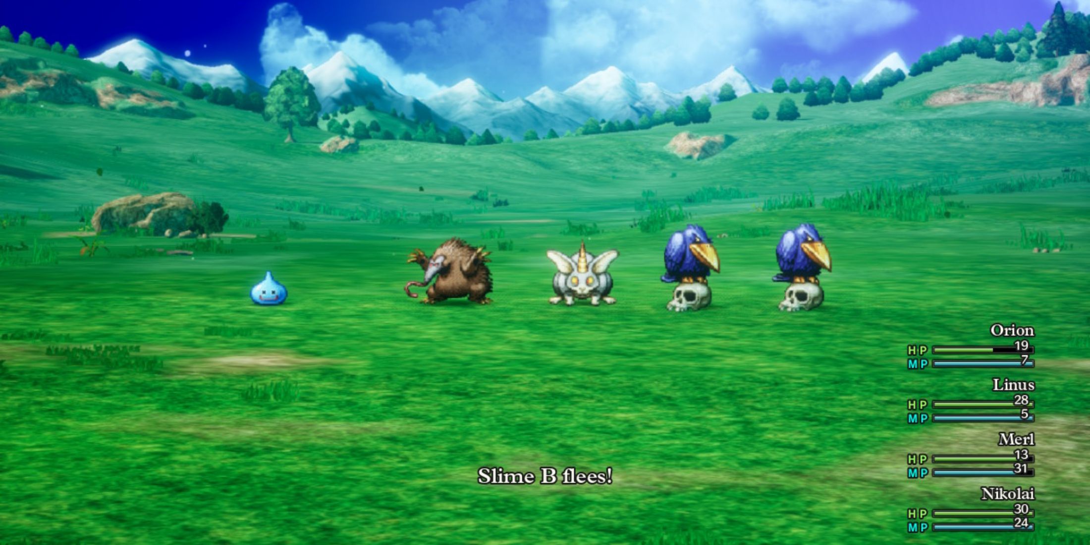 Battle screen with diverse monsters, capturing the faithful essence of Dragon Quest combat