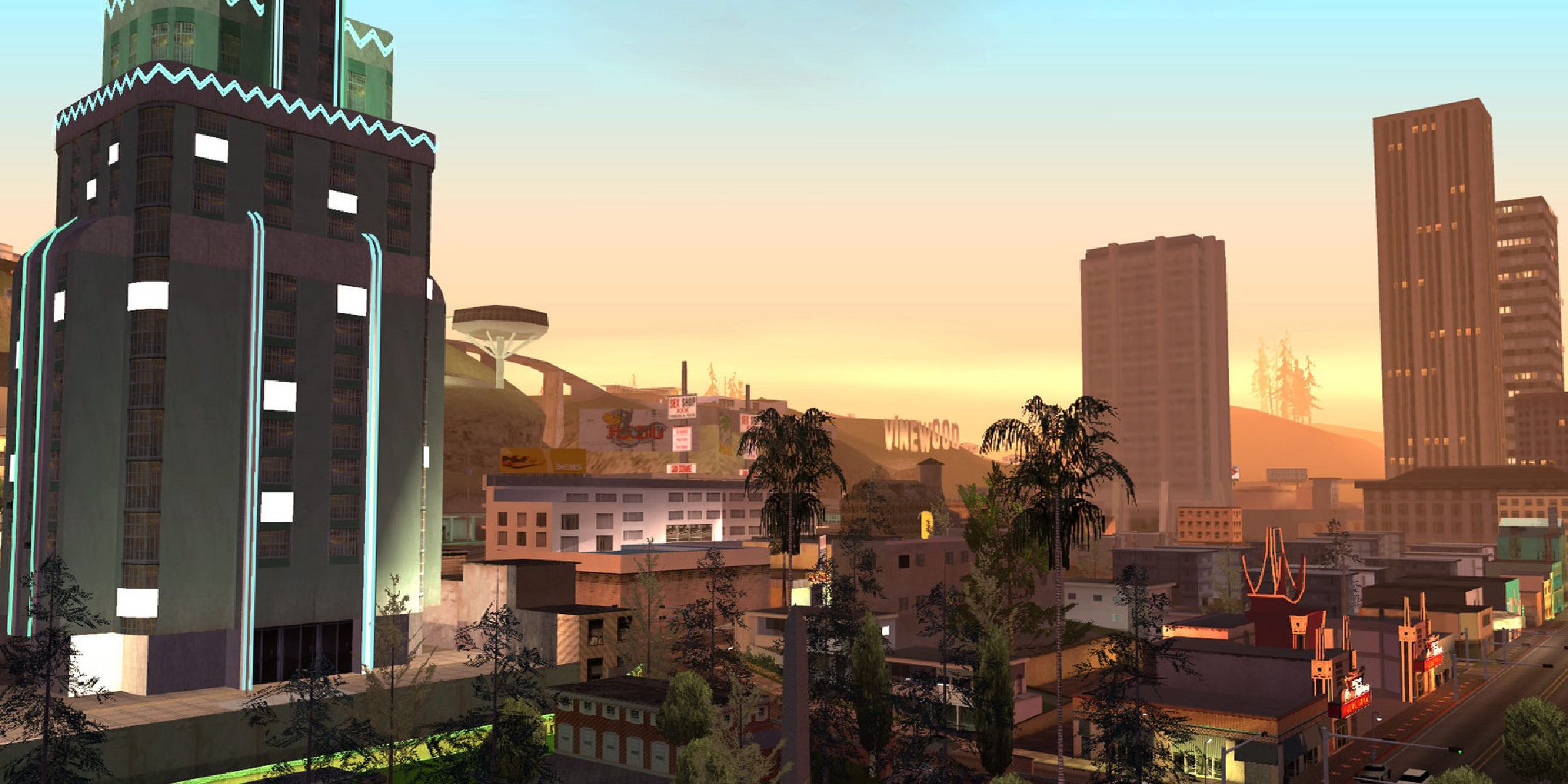 A city view from Grand Theft Auto San Andreas.