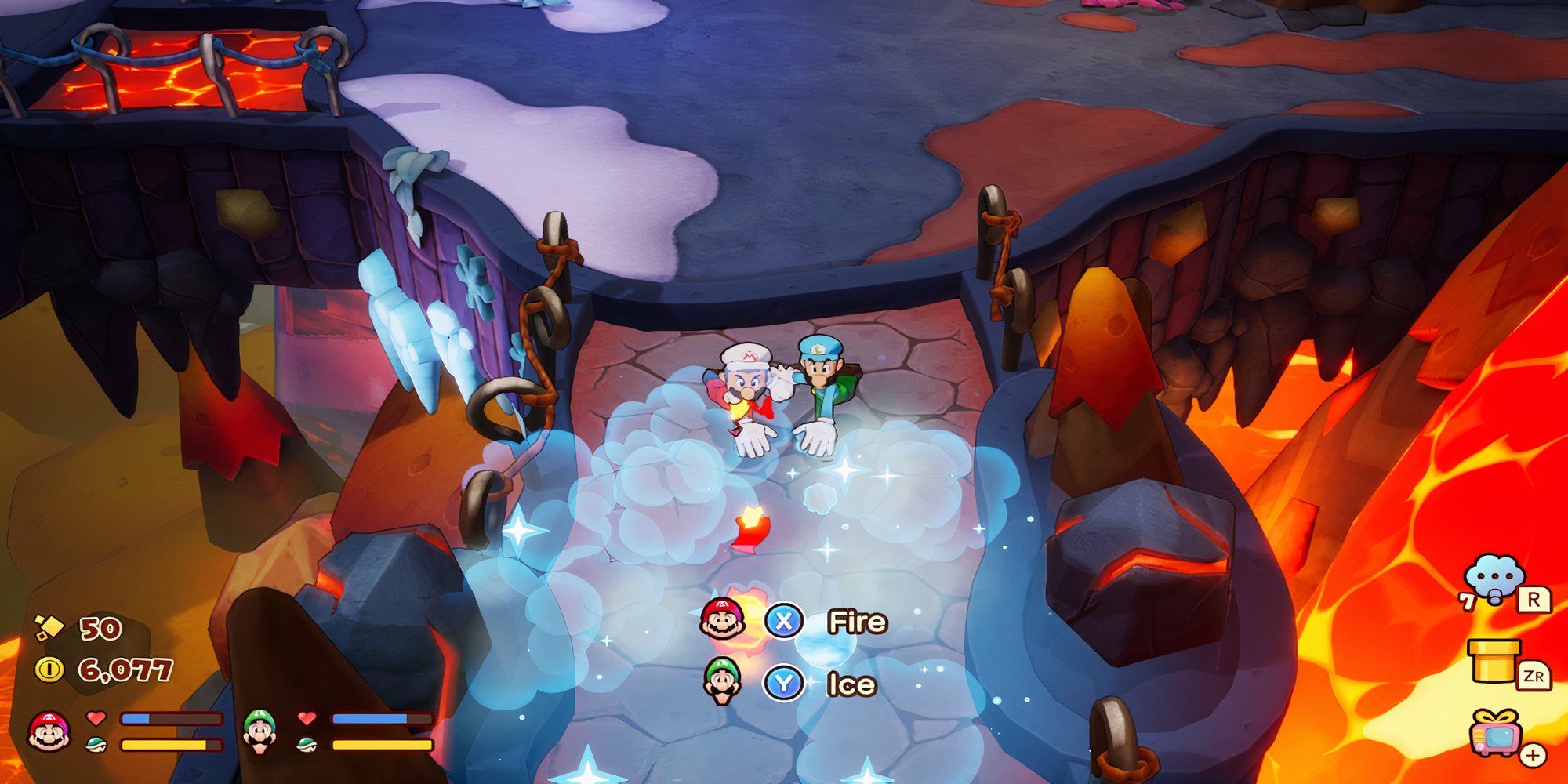 Using Fire & Ice Bros. Move in Mario & Luigi Brothership