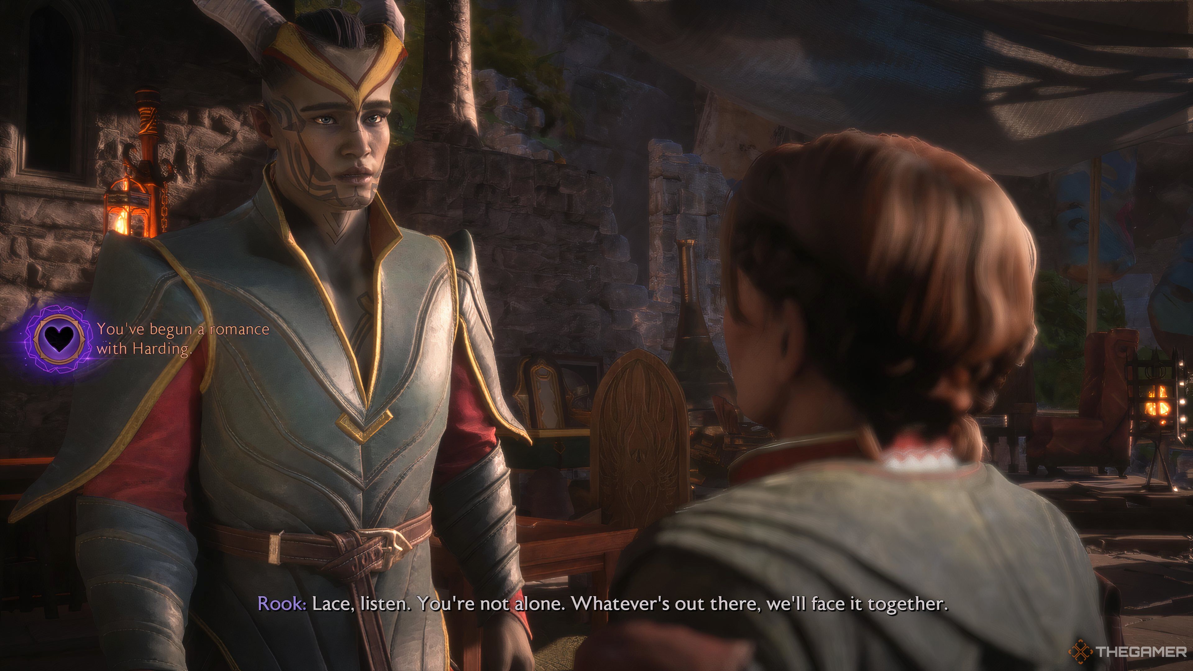 Rook and Harding talking in Dragon Age: The Veilguard.