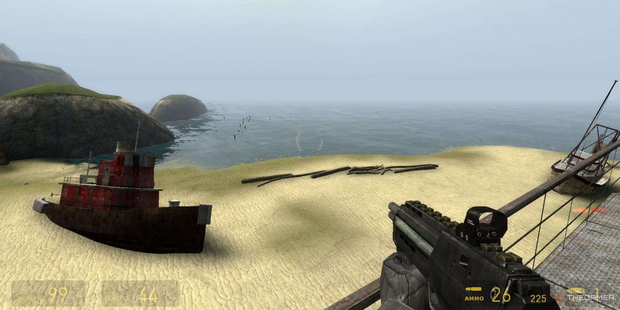 Looking out at the coast in Half-Life 2.