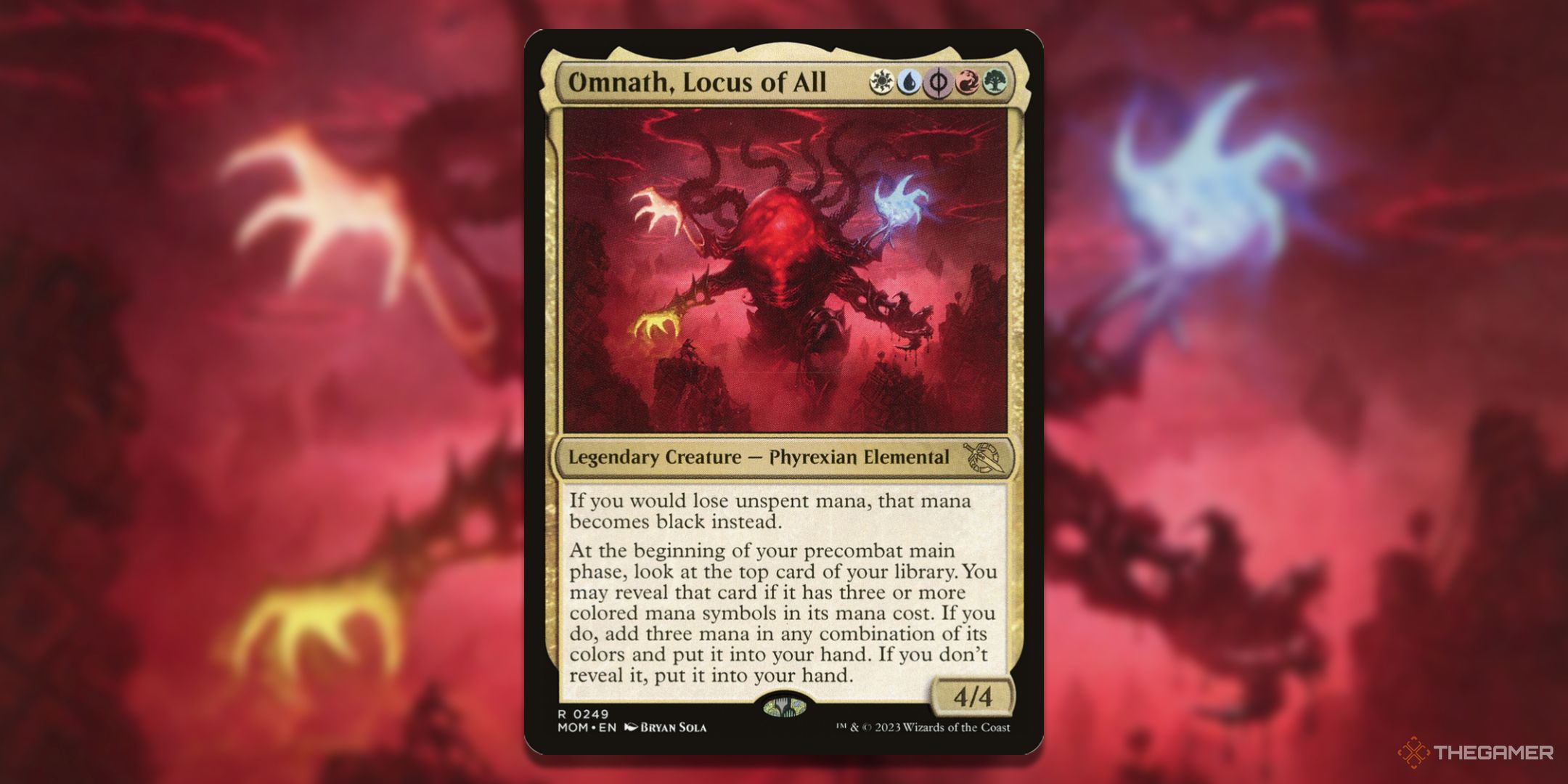 MTG Omnath, Locus of All card with the art in the background.