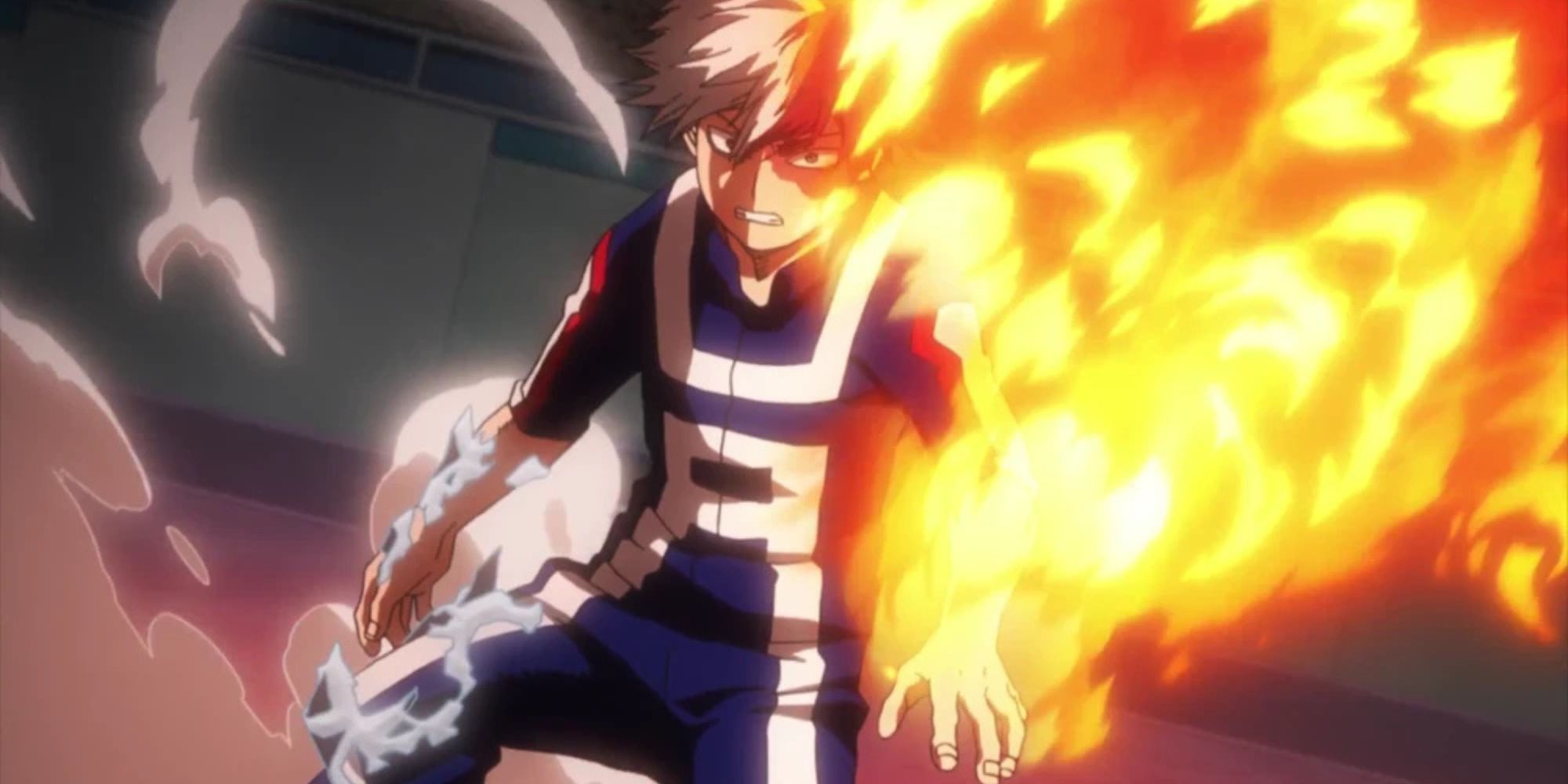 Shoto Todoroki awakens the fire side of his quirk.