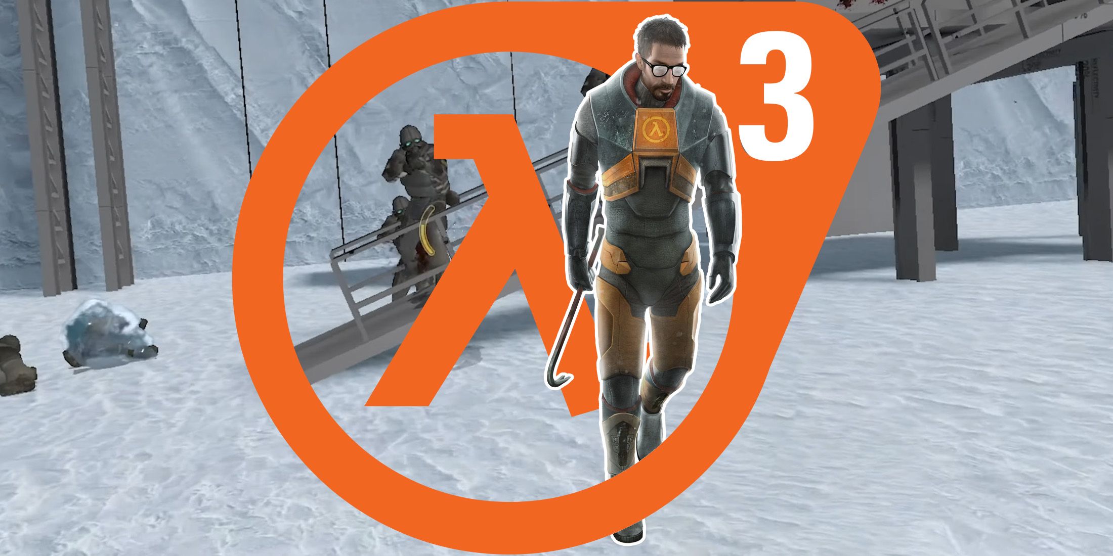 Half-Life 2 Episode 3 Gordon Freeman logo with documentary screenshot 2x1 composite