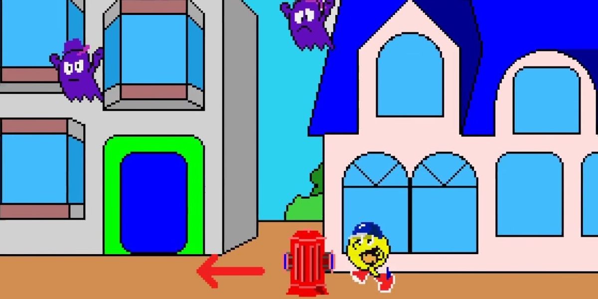 A screenshot showing gameplay in Pac-Land.