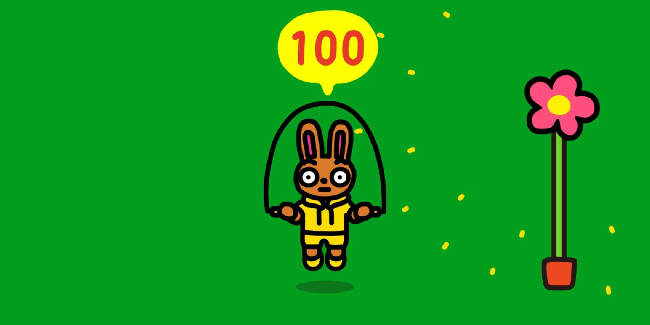 A player jumping rope 100 times. 