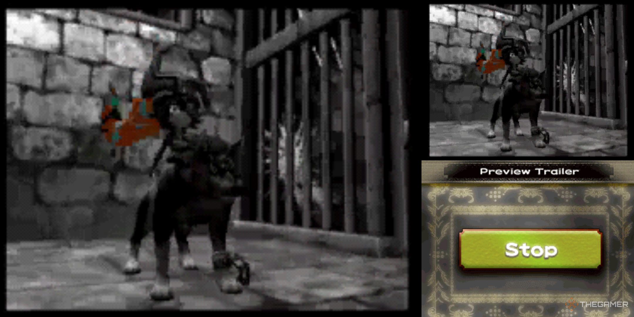 Wolf Link and Midna in a prison cell from The Legend of Zelda: Twilight Princess DS Preview.