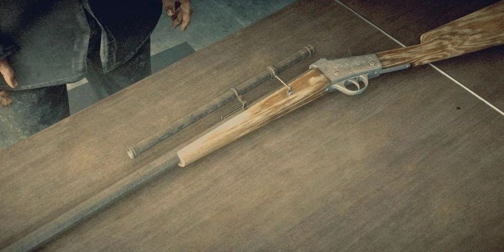 The Rare Rolling Block Rifle being tuned up in Red Dead Redemption 2 the video game.