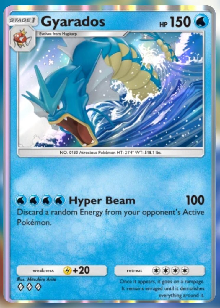 The Pikachu Genetic Apex Gyarados in Pokemon Trading Card Game Pocket.