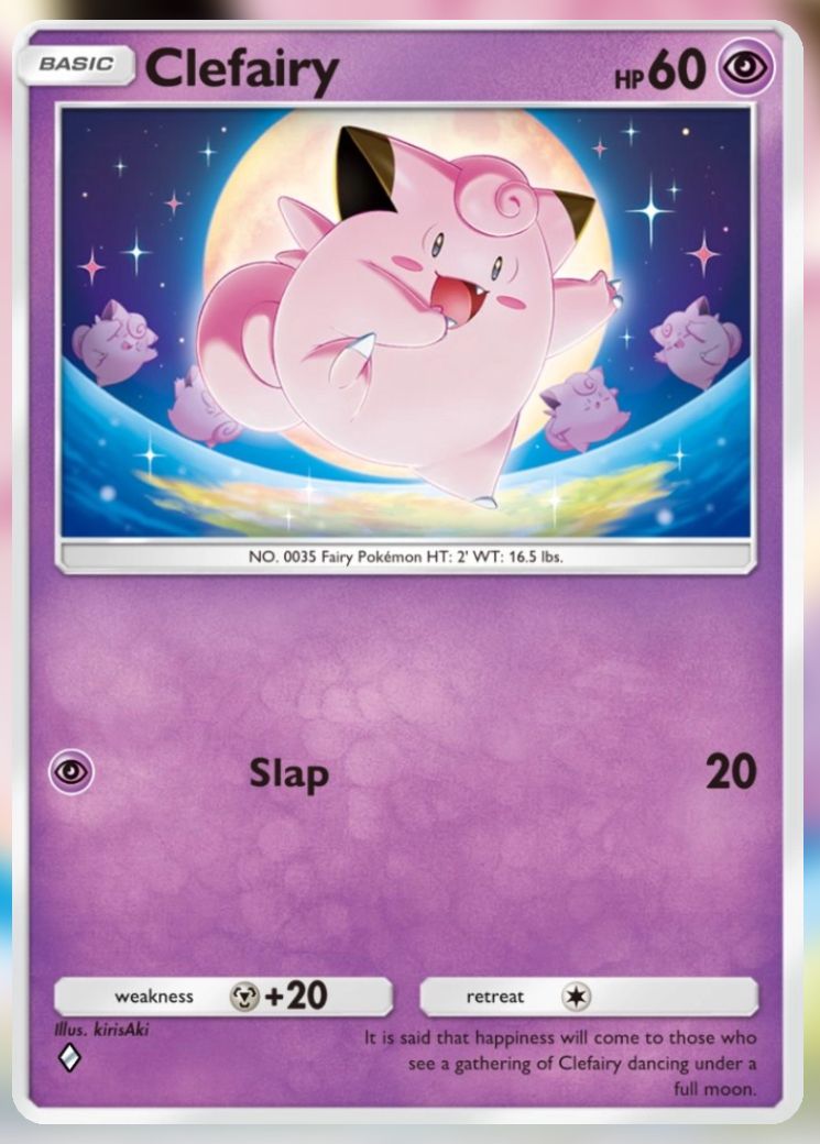 The Pikachu Genetic Apex Clefairy from Pokemon Trading Card Game Pocket.