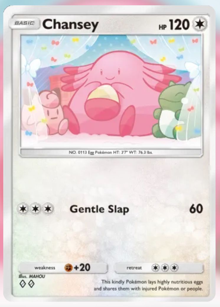 The Pikachu Genetic Apex Chansey from Pokemon Trading Card Game Pocket.