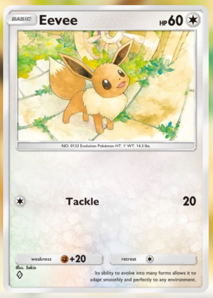 The Pikachu Genetic Apex Eevee in Pokemon Trading Card Game Pocket.