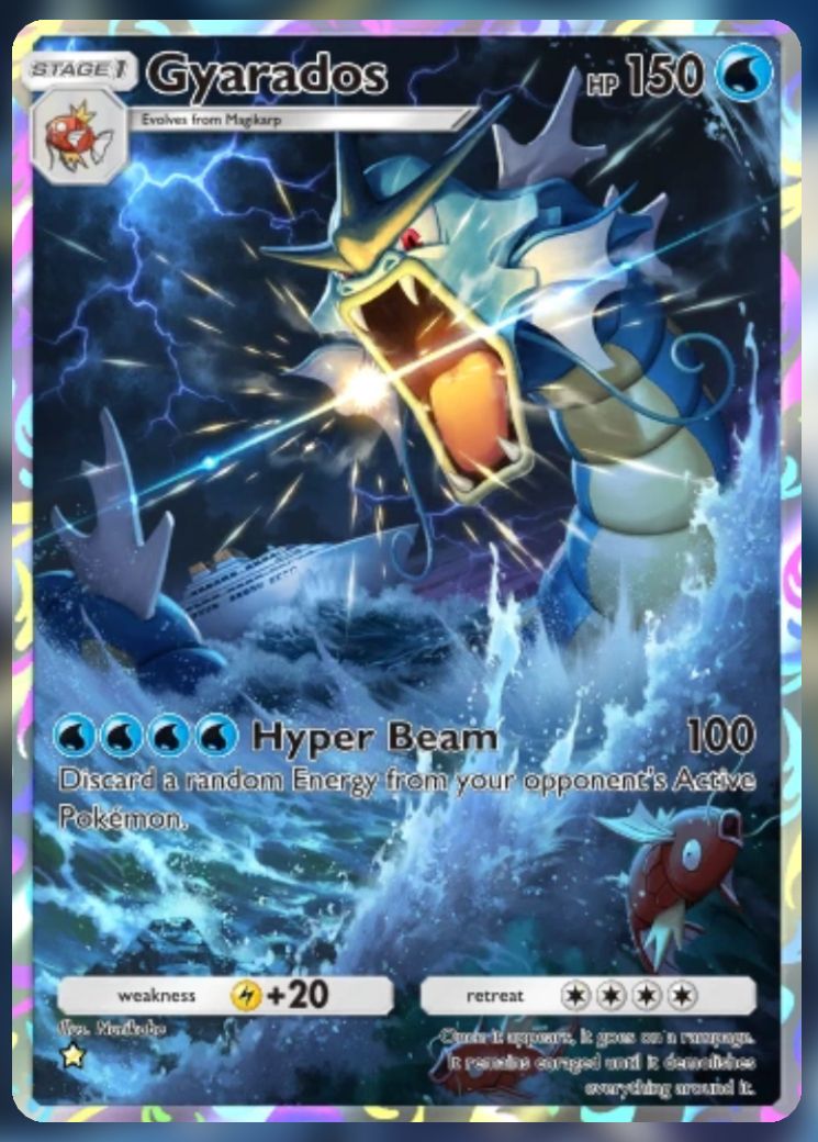 The Pikachu Genetic Apex Gyarados FA from Pokemon Trading Card Game Pocket.