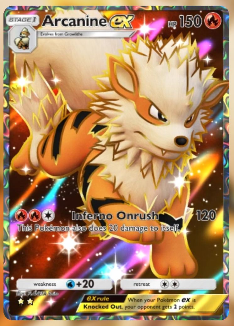 The Pikachu Genetic Apex Arcanine ex FA from Pokemon Trading Card Game Pocket.