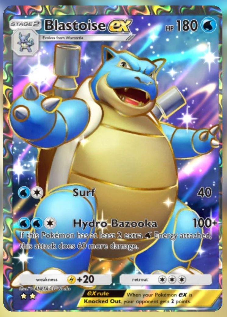 The Pikachu Genetic Apex Blastoise ex FA the Pokemon Trading Card Game Pocket.