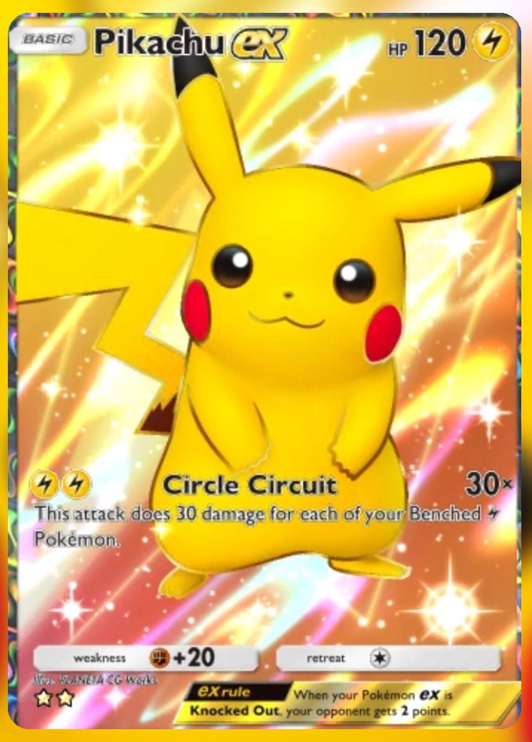 The Pikachu Genetic Apex Pikachu EX FA from Pokemon Trading Card Game Pocket.